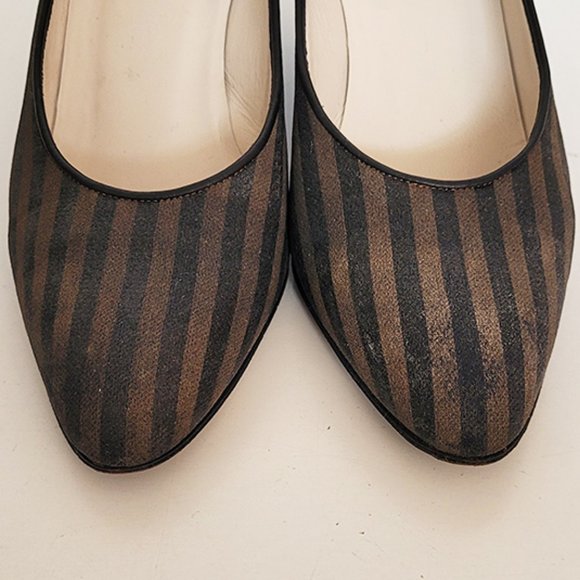 Fendi Vintage Women Signature Stripe Designer Pump Heels - Size 36 - Picture 10 of 11
